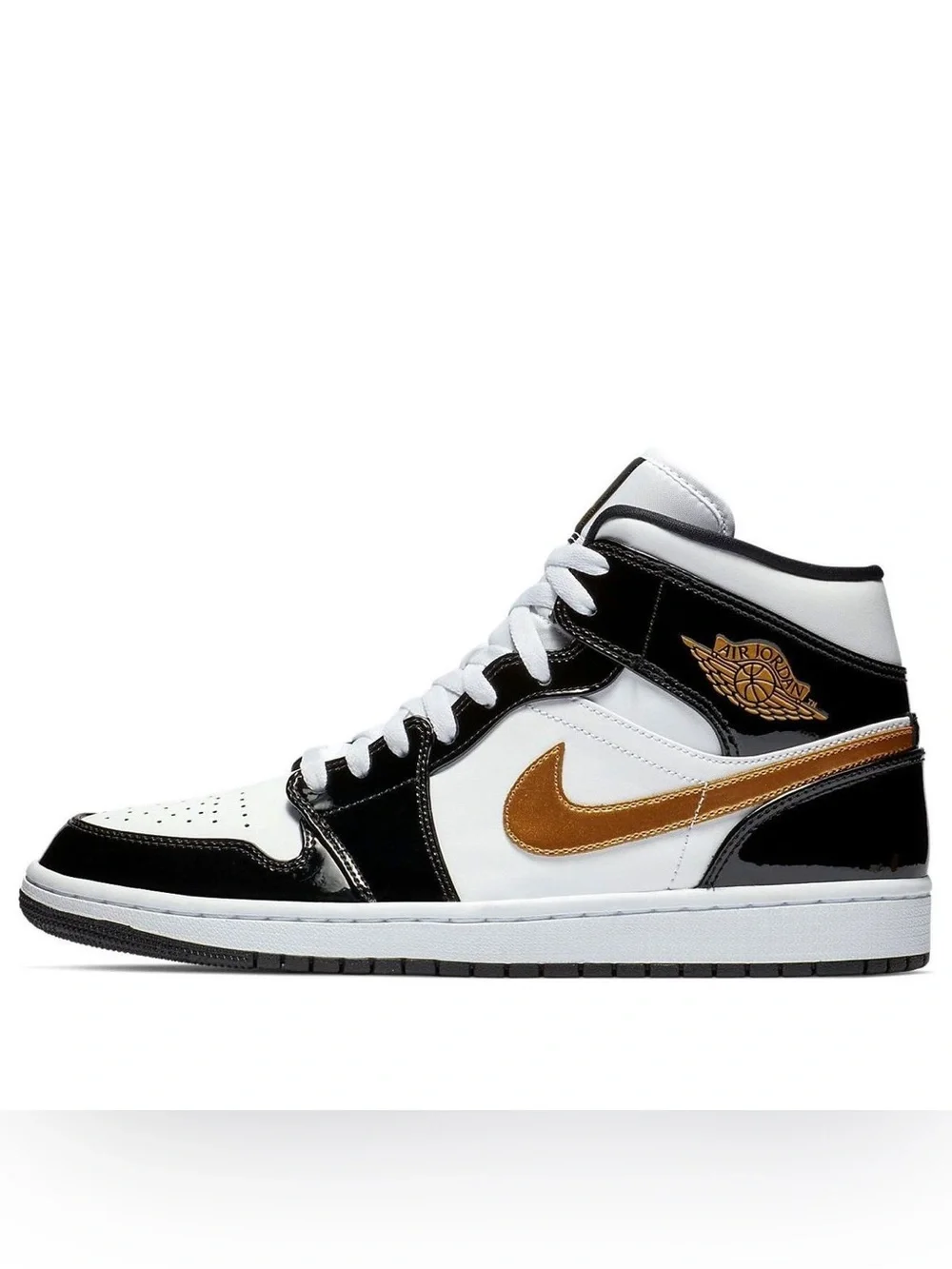 Jordan Air Force 1 Mid Basketball Athletic Shoes White Black Gold